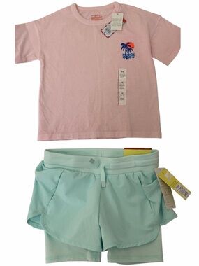 Cat & Jack Outfit Set XS 4/5 Palm Tree Tee & Mint Short NWT